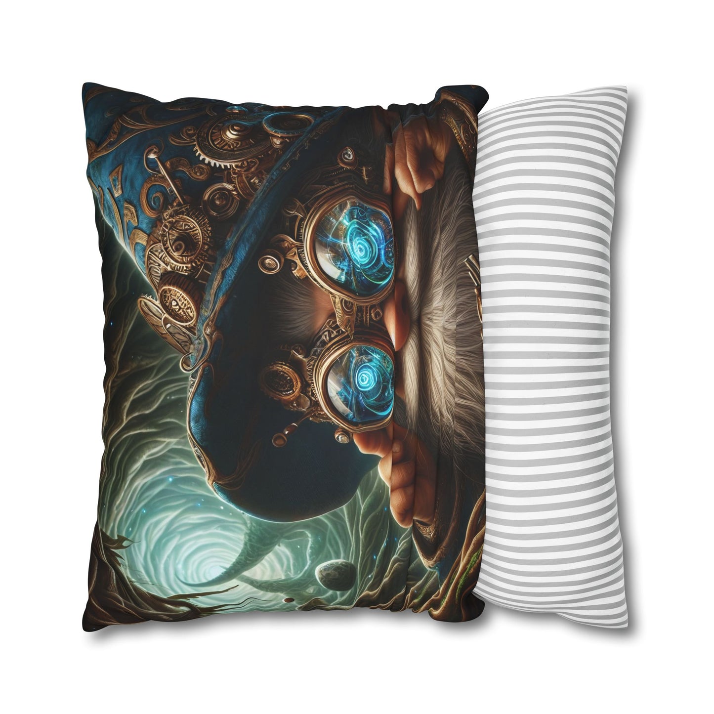 Yastık kılıfı | Kare | Polyester kanvas | Steampunk Fantezi | Cüce Büyücü | Portre