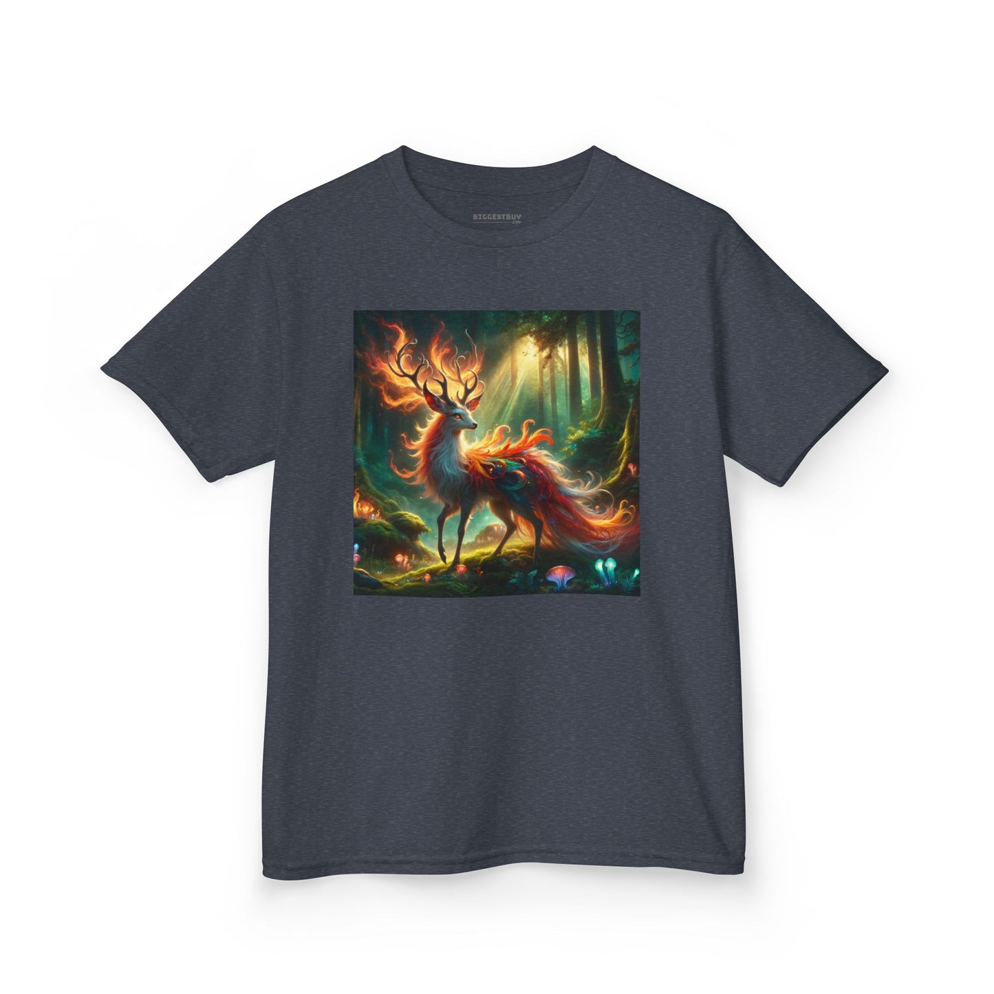 T-Shirt | Koszulka dziecięca | Ciężka bawełna | Mistyczna fantazja | Ognisty jeleń