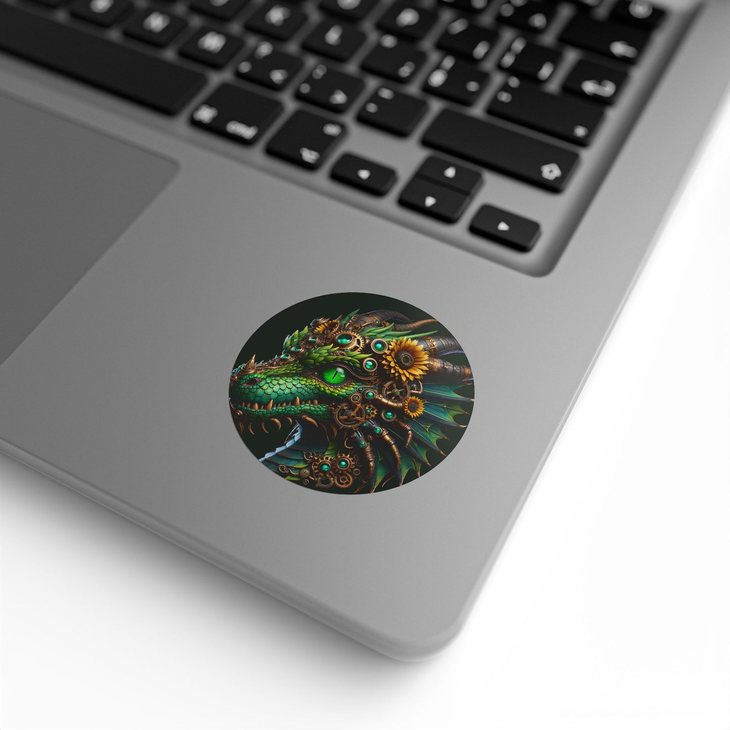 Klistremerkerull | Rund | Steampunk Fantasy | Mekanisk Drage