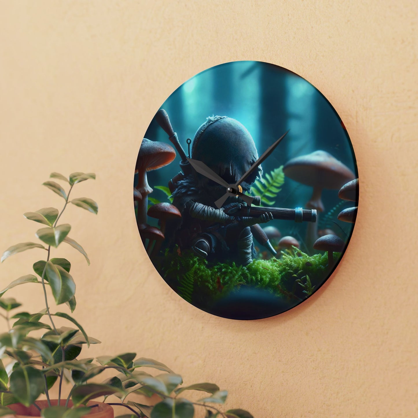 Wall Clock | Acrylic | Round or Square | Mycological Sci-Fi | Tiny Hunter