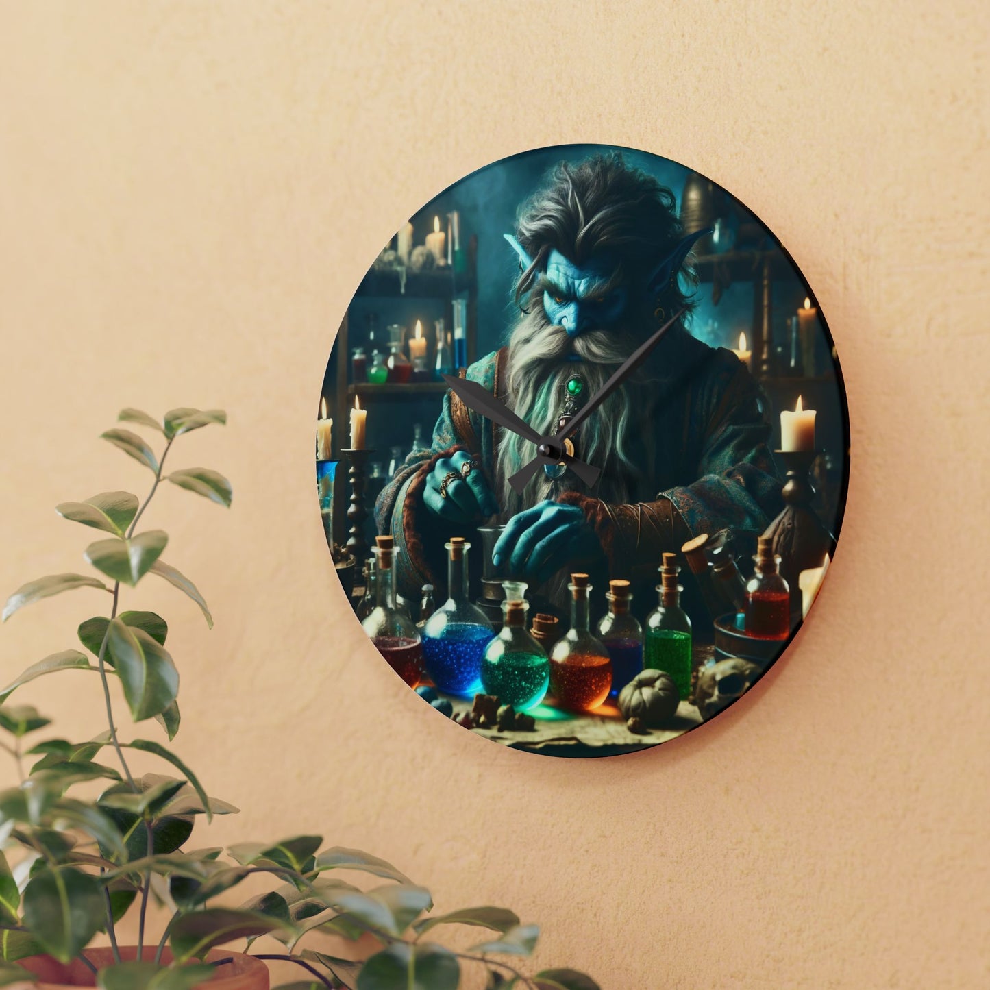 Orologio da parete | Acrilico | Rotondo o quadrato | Alchimia Mistica | Djinn Blu