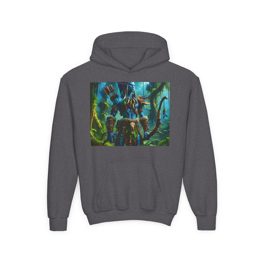 Sweatshirt | Youth | Hooded | Heavy Blend | Tribal Fantasy | Wood Elf Warrior