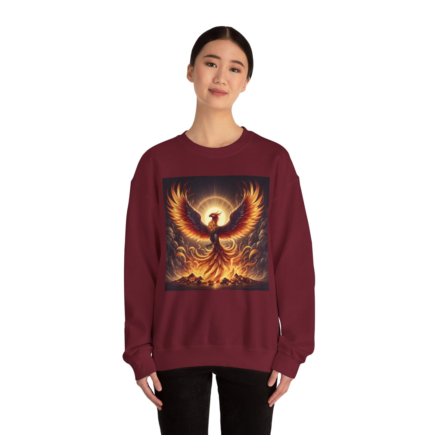 Bluza dresowa | Unisex | Okrągły dekolt | Gruba mieszanka | Mitologia Feniksa | Odrodzenie