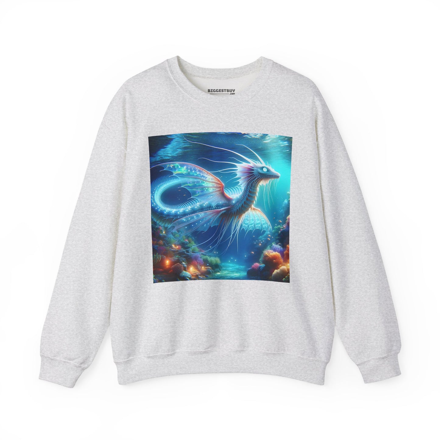 Bluza dresowa | Unisex | Okrągły dekolt | Gruba mieszanka | Mitologia morska | Ryujin | Smok wodny