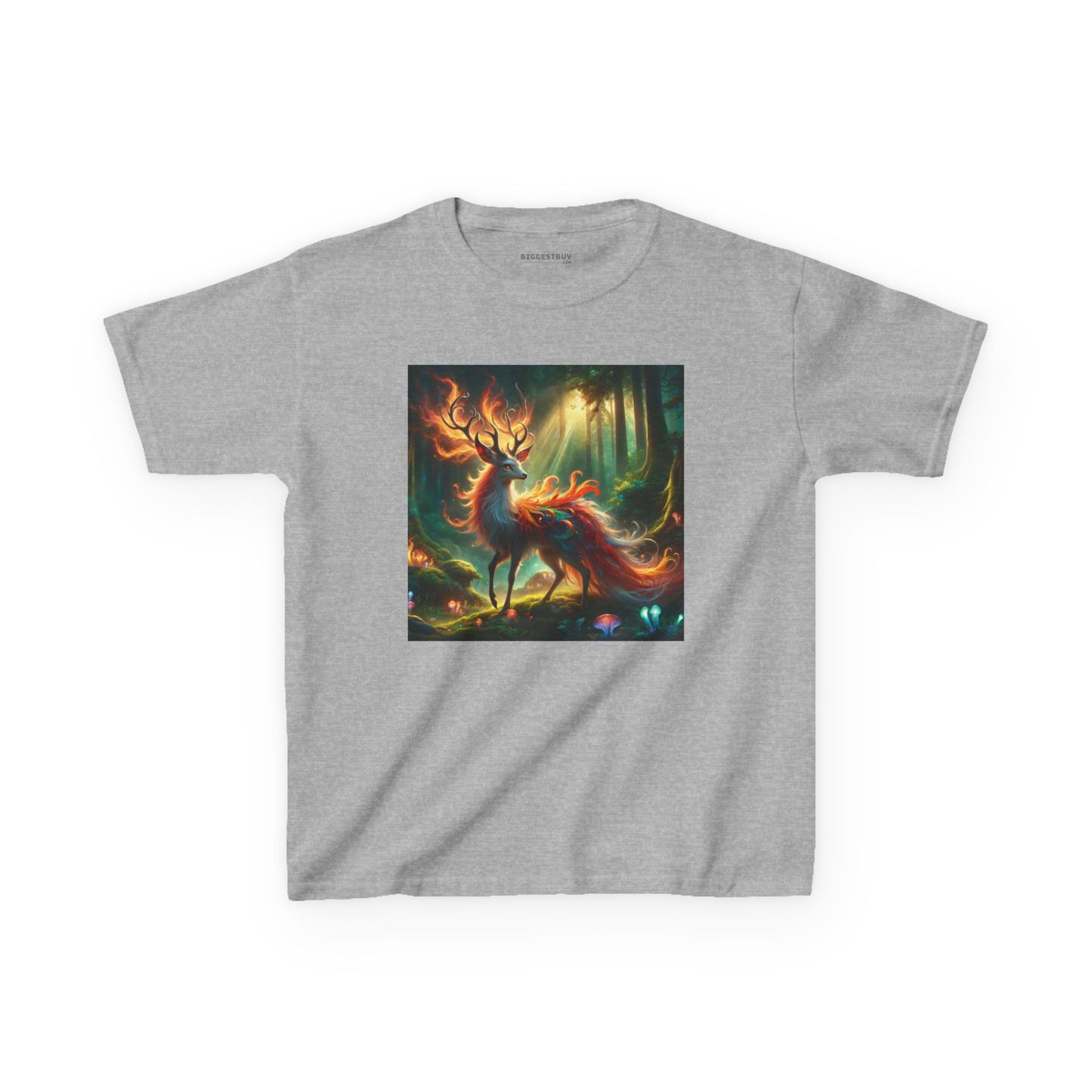 T-Shirt | Koszulka dziecięca | Ciężka bawełna | Mistyczna fantazja | Ognisty jeleń
