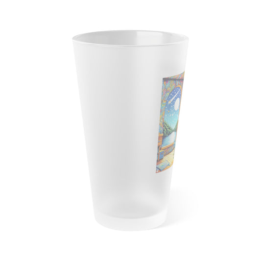Glas | Pint-Glas | Mattiert | Psychedelische Kunst | Traumreise | Wolf
