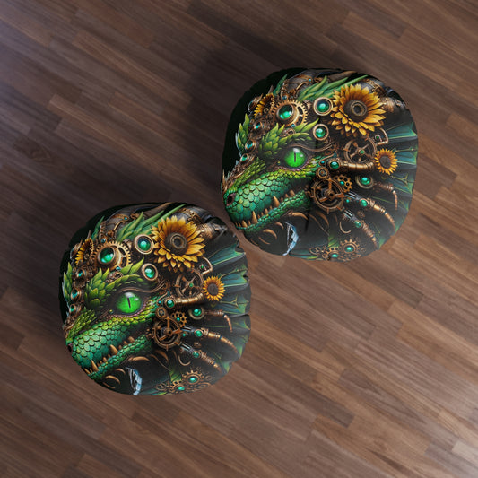 Pute | Gulvpute | Tuftet | Rund | Steampunk Fantasy | Mekanisk Drage