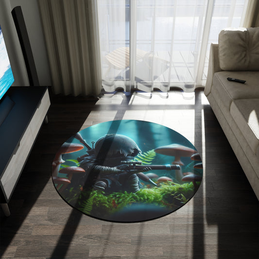 Teppich | Rund | Biolumineszente Fantasy | Waldkrieger