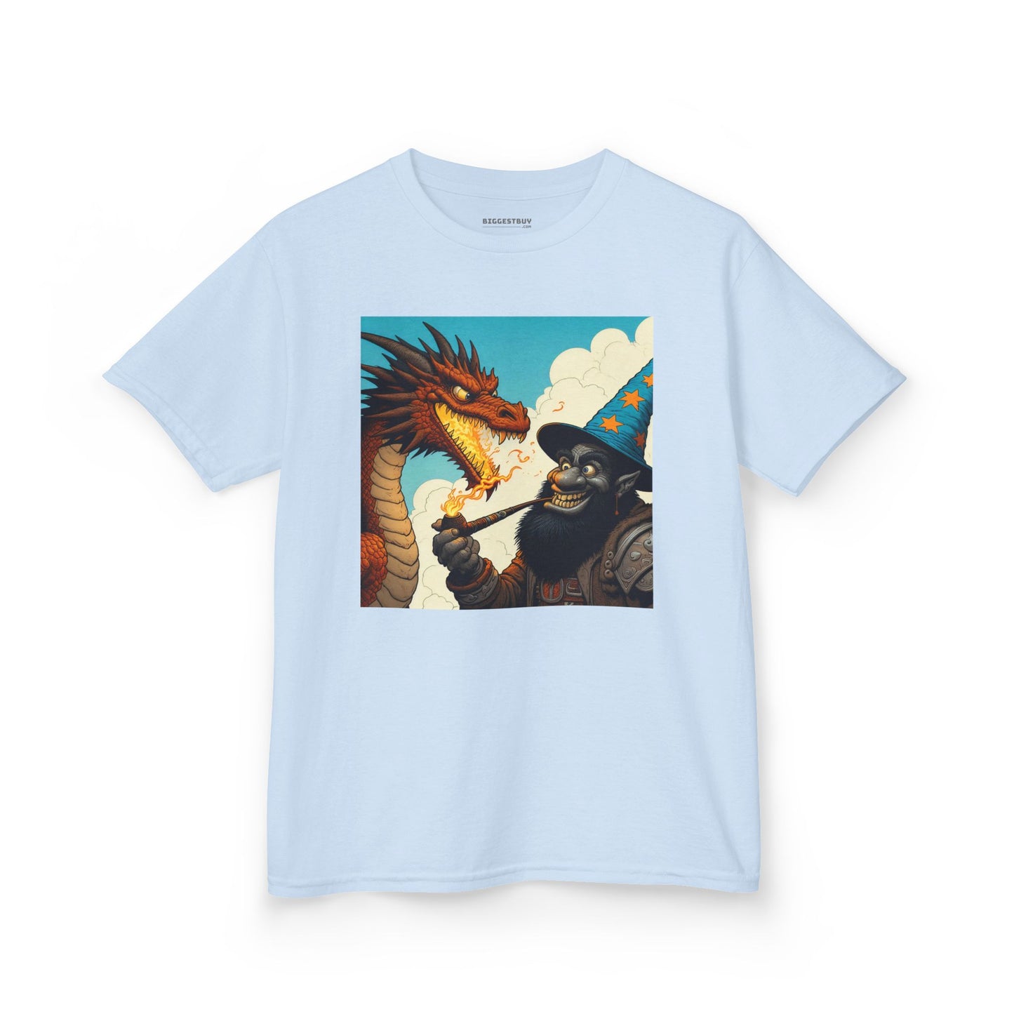Camiseta | Camiseta Infantil | Algodão Pesado | Fantasia Épica | Duelo de Magia | Dragão