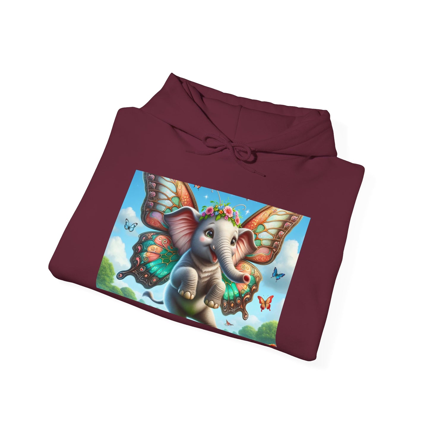 Bluza z kapturem | Unisex | Bluza dresowa z kapturem | Gruba mieszanka | Baśniowa fauna | Airavata | Słonik