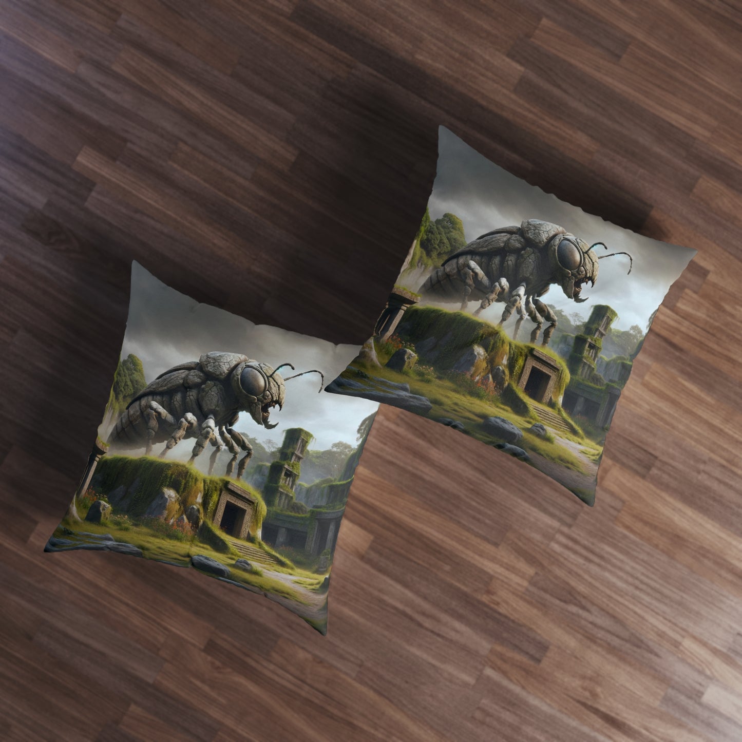 وسادة | وسادة أرضية | معنقدة | مربعة | رعب بيئي | خنفساء عملاقة | أخضر