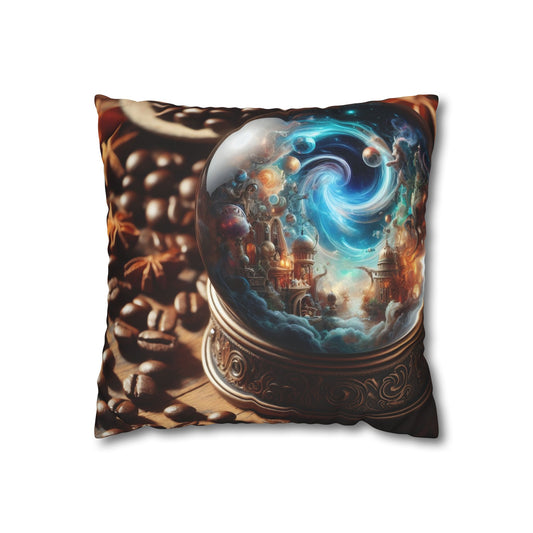 Kussensloop | Vierkant | Polyester canvas | Kosmisch Realisme | Sneeuwbol