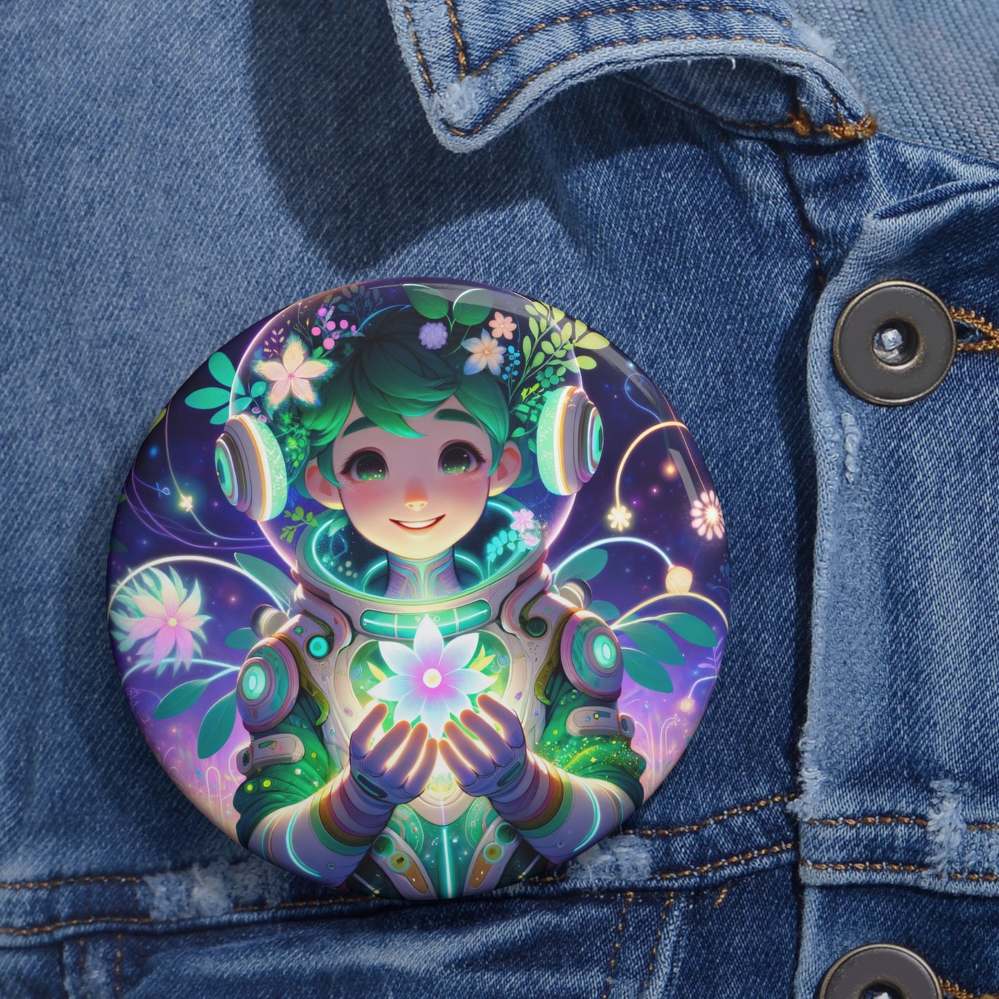 Button | Speldbutton | Met speld | Technofantasie | Cybernatuur | Groen Wezen