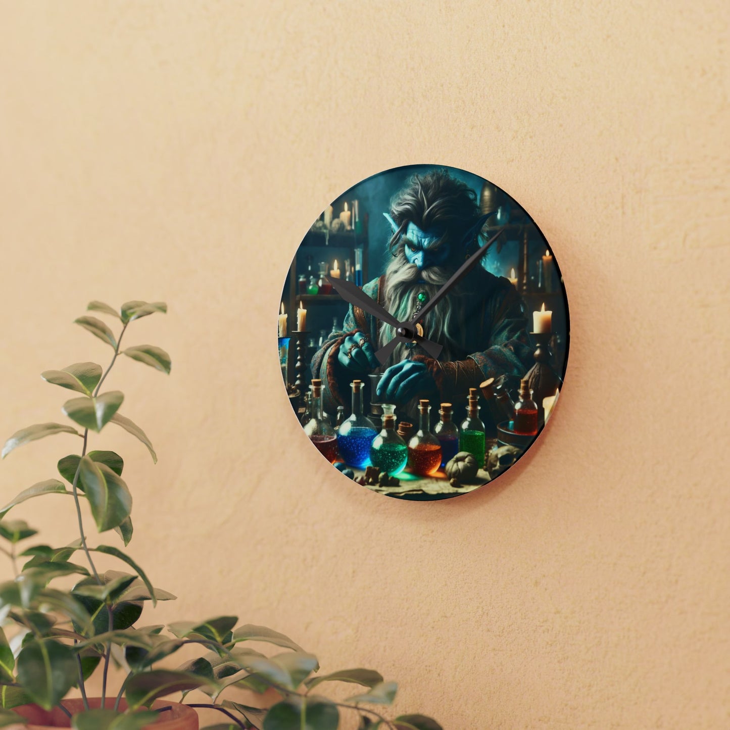 Orologio da parete | Acrilico | Rotondo o quadrato | Alchimia Mistica | Djinn Blu