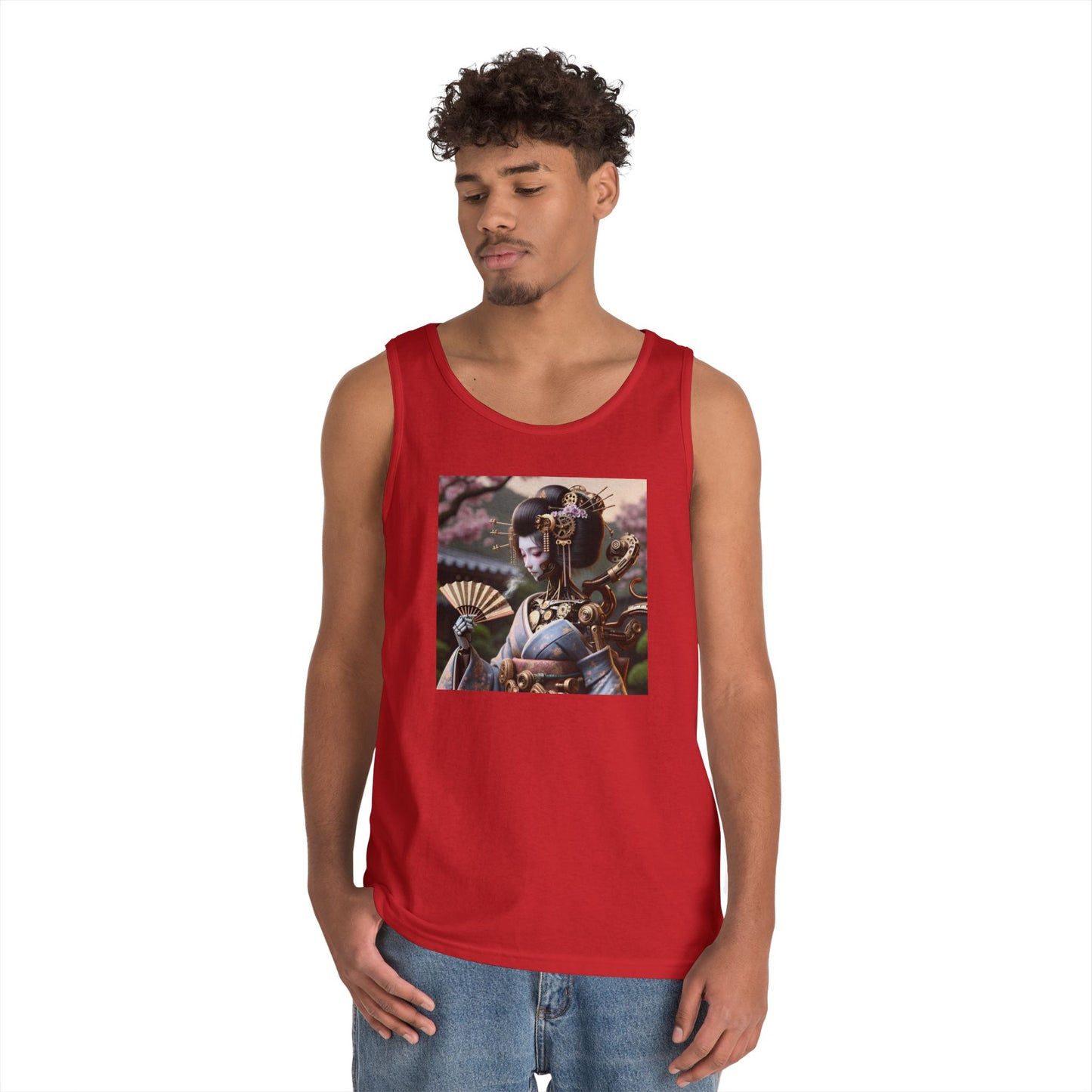 قميص بلا أكمام | للجنسين | قطن ثقيل | ستيمبانك | جيشا آلية | روبوت