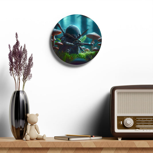 Wanduhr | Acryl | Rund oder quadratisch | Biolumineszente Fantasy | Waldkrieger