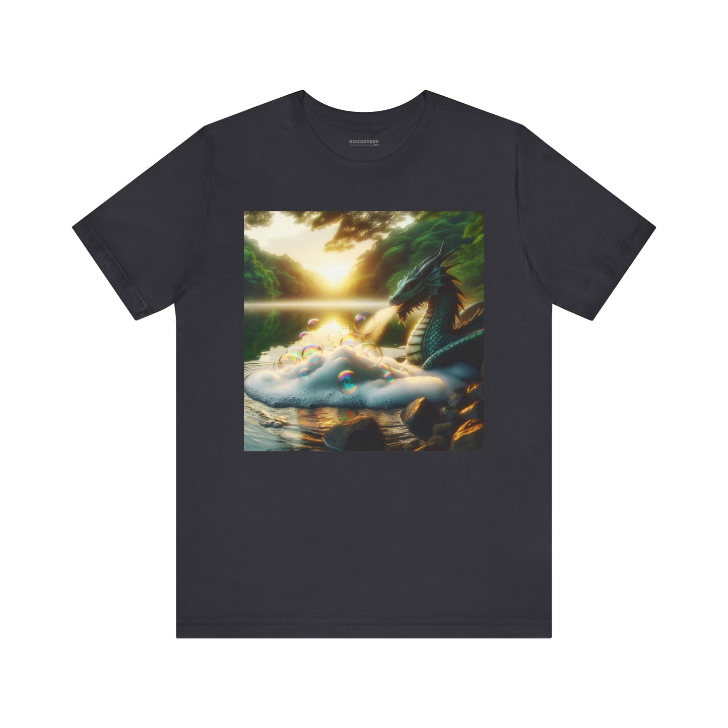 เสื้อยืด | ยูนิเซ็กส์ | เสื้อยืดเจอร์ซีย์ | แขนสั้น | แฟนตาซีมังกร | มังกรริมทะเลสาบ