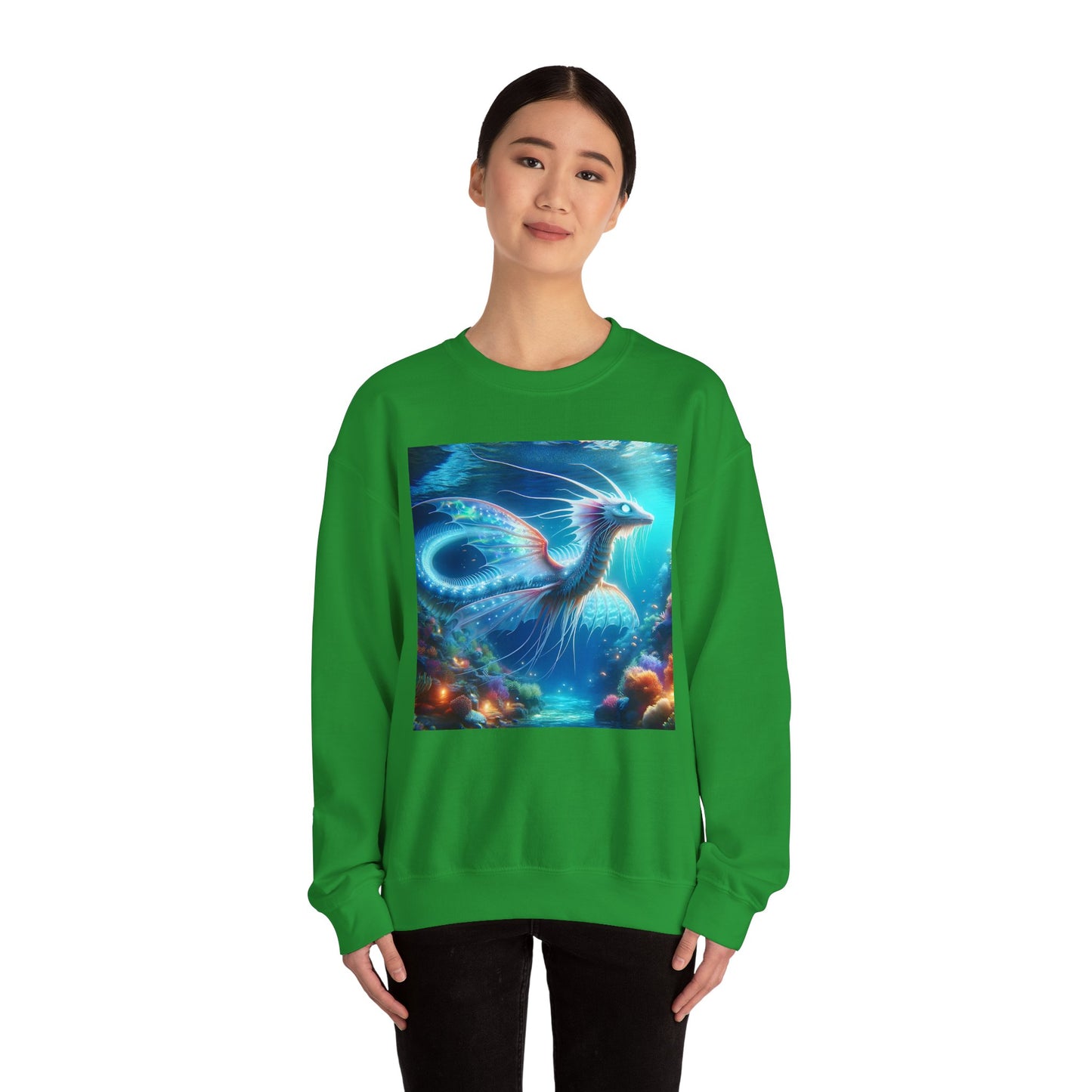 Bluza dresowa | Unisex | Okrągły dekolt | Gruba mieszanka | Mitologia morska | Ryujin | Smok wodny
