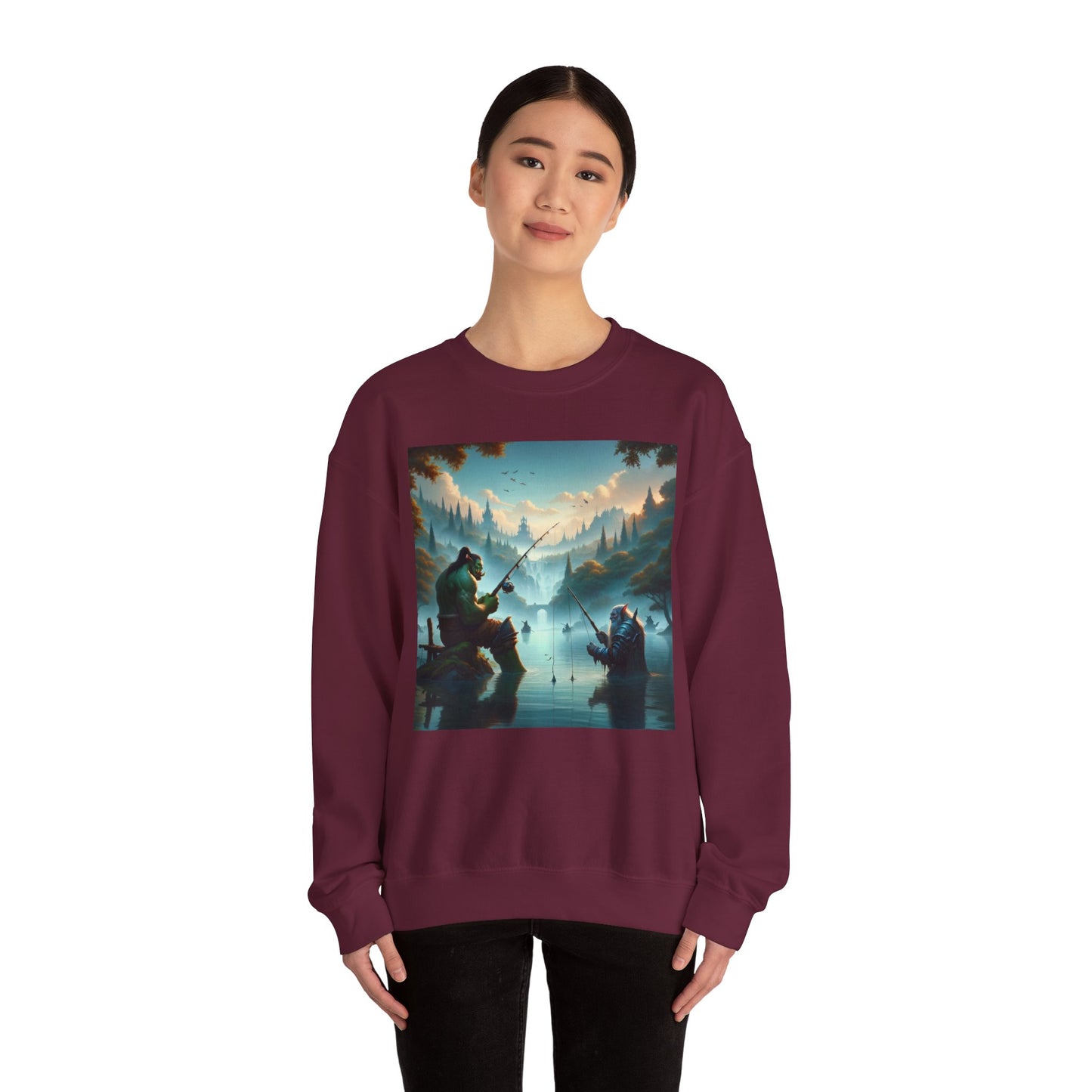 Bluza dresowa | Unisex | Okrągły dekolt | Gruba mieszanka | Fantasy międzyrasowe | Orc i krasnolud