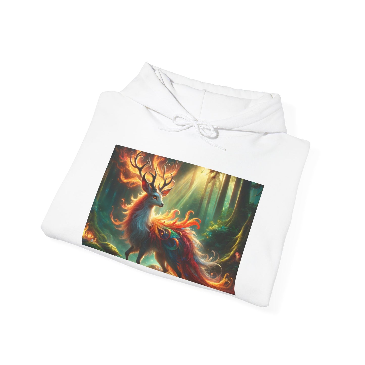 Felpa con cappuccio | Unisex | Felpa con cappuccio | Misto pesante | Mitologia Fantastica | Cervo di Fuoco