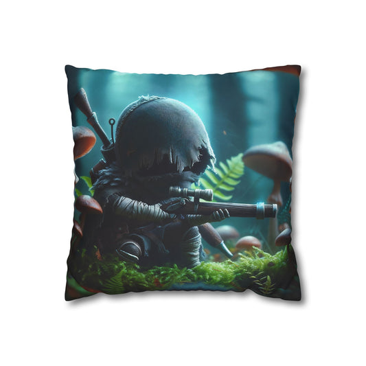 Kissenbezug | Quadratisch | Polyester-Leinwand | Biolumineszente Fantasy | Waldkrieger