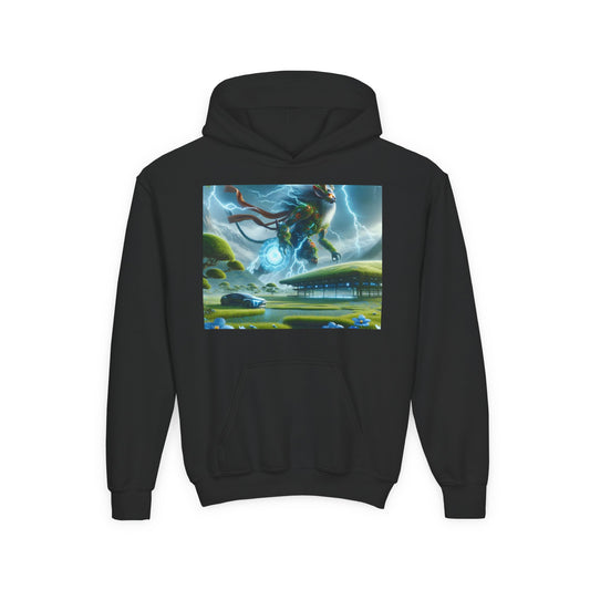 Sweatshirt | Youth | Hooded | Heavy Blend | Techno-Fantasy | Electric Kirin