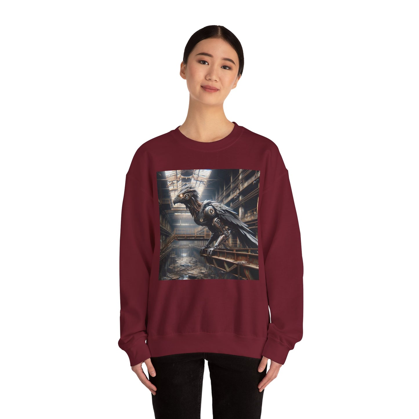 Felpa | Unisex | Girocollo | Misto pesante | Steampunk Post-Apocalittico | Corvo Meccanico