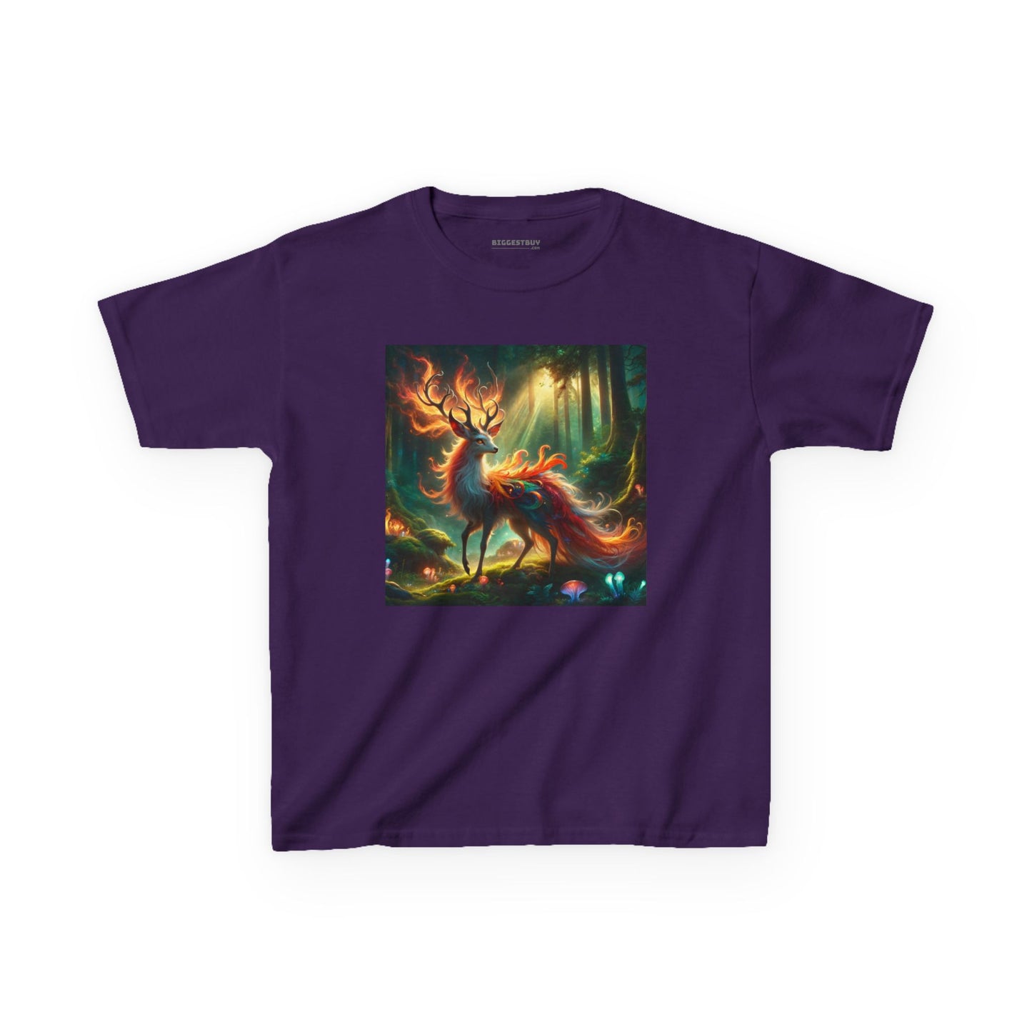T-Shirt | Koszulka dziecięca | Ciężka bawełna | Mistyczna fantazja | Ognisty jeleń