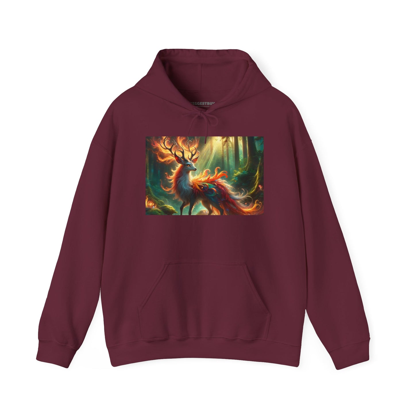 Felpa con cappuccio | Unisex | Felpa con cappuccio | Misto pesante | Mitologia Fantastica | Cervo di Fuoco
