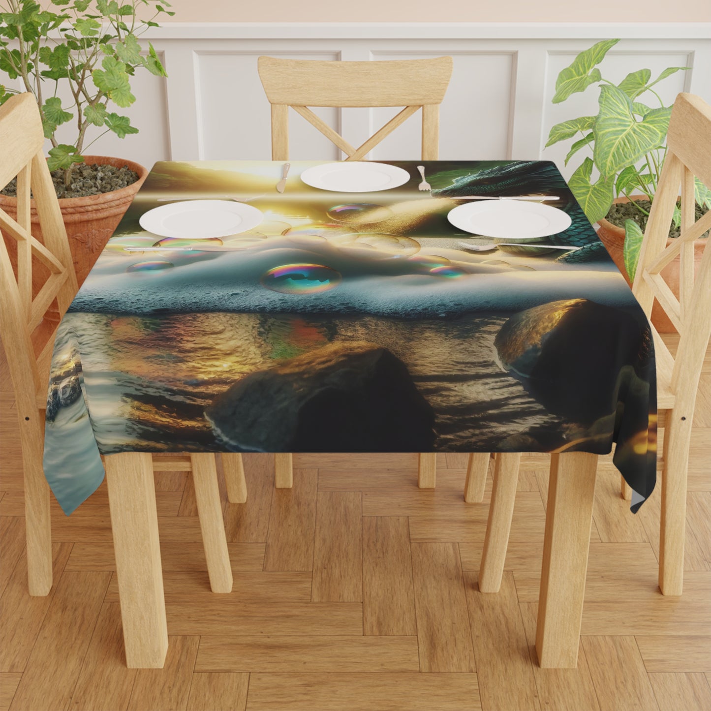 ผ้าปูโต๊ะ | แฟนตาซีมังกร | มังกรริมทะเลสาบ