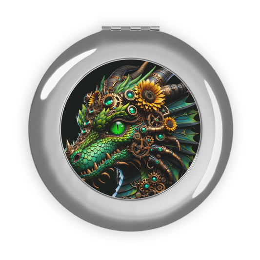 Mirror | Travel Mirror | Compact | Steampunk Fantasy | Dragon Head