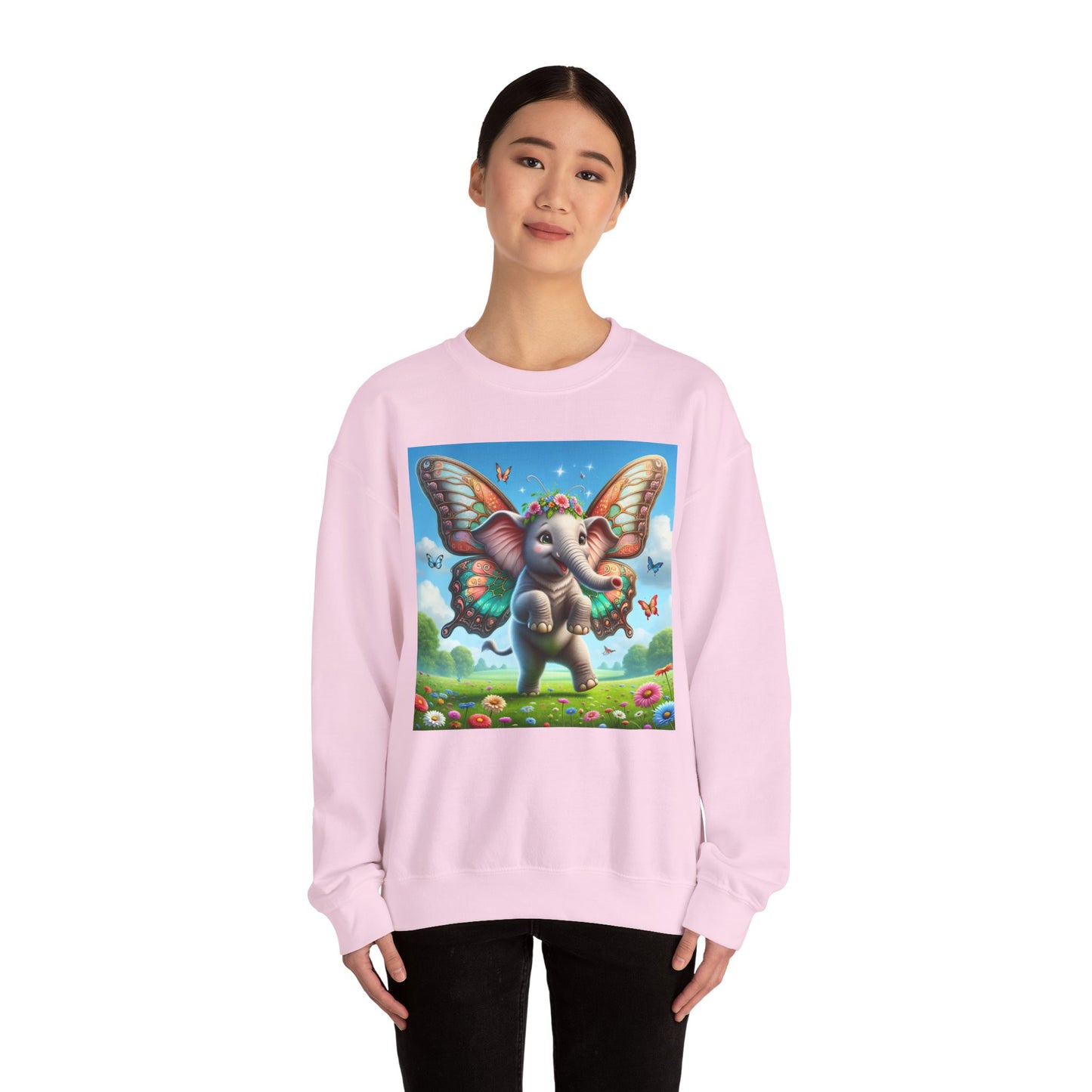 Bluza dresowa | Unisex | Okrągły dekolt | Gruba mieszanka | Baśniowa fauna | Airavata | Słonik