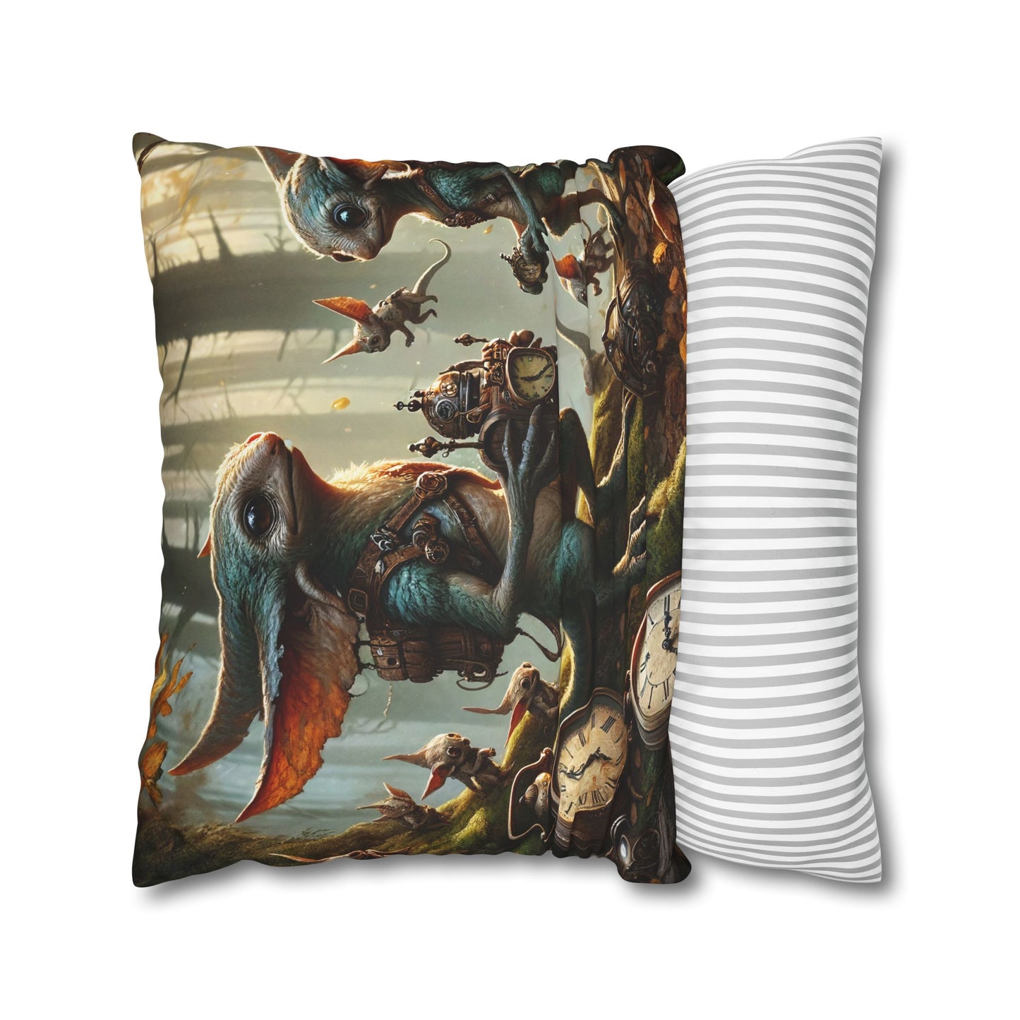 Kussensloop | Vierkant | Polyester canvas | Steampunk Feeën | Boswachters