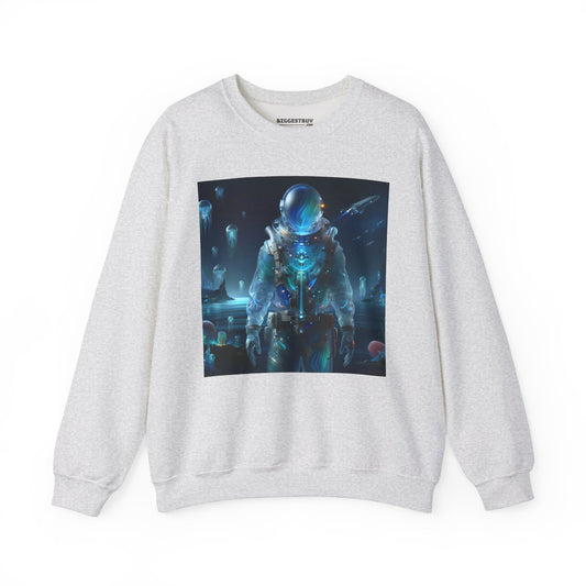 Sweatshirt | Unisex | Rundhalsausschnitt | Schwere Mischung | Weltraum-Biolumineszenz | Astronaut