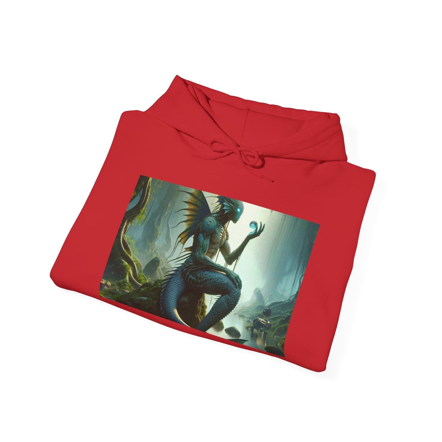 كنزة بغطاء للرأس | للجنسين | سويت شيرت بقلنسوة | مزيج ثقيل | أسطورة مائية | كائن البحيرة الخرافي