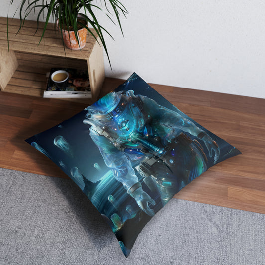 Kissen | Bodenkissen | Gesteppt | Quadratisch | Weltraum-Biolumineszenz | Astronaut