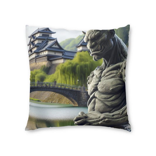 Pillow | Floor Pillow | Tufted | Square | Dark Fantasy | Yokai Lore | Oni