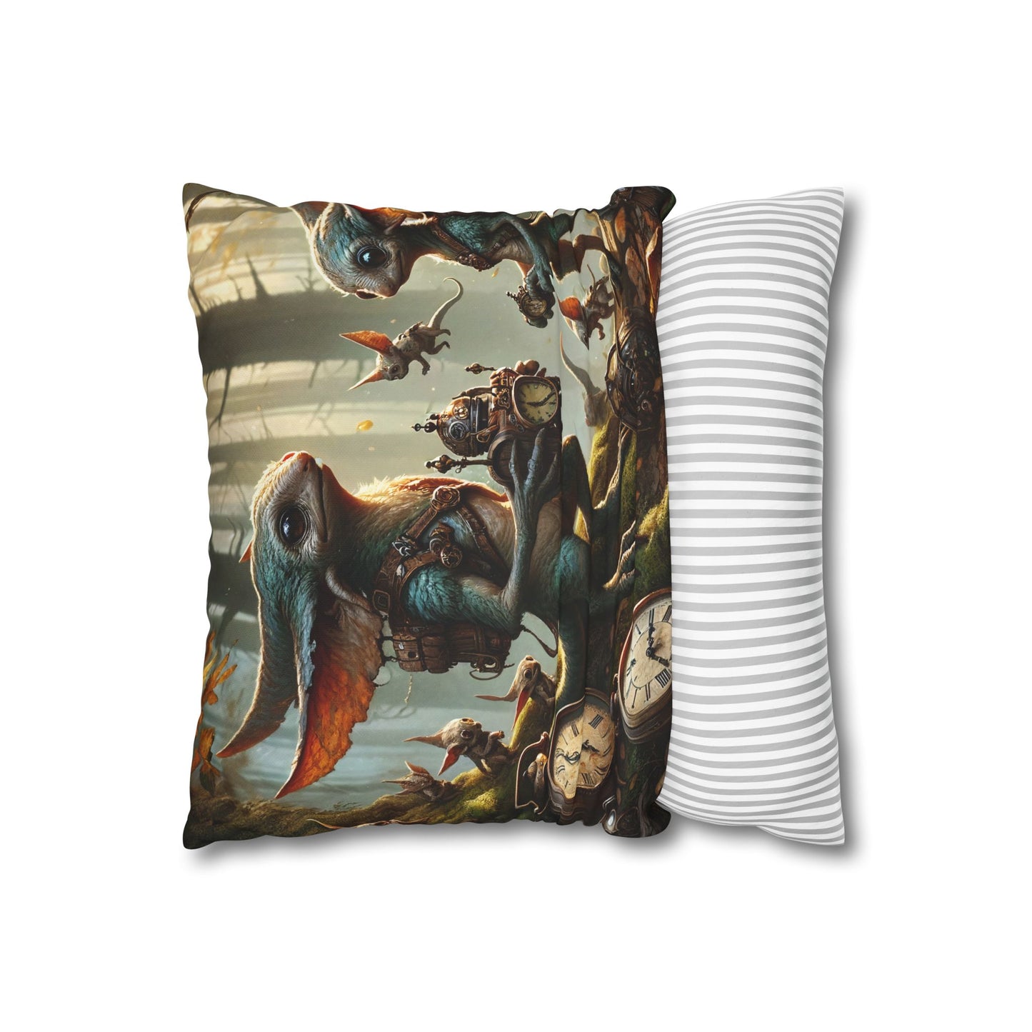 Kussensloop | Vierkant | Polyester canvas | Steampunk Feeën | Boswachters