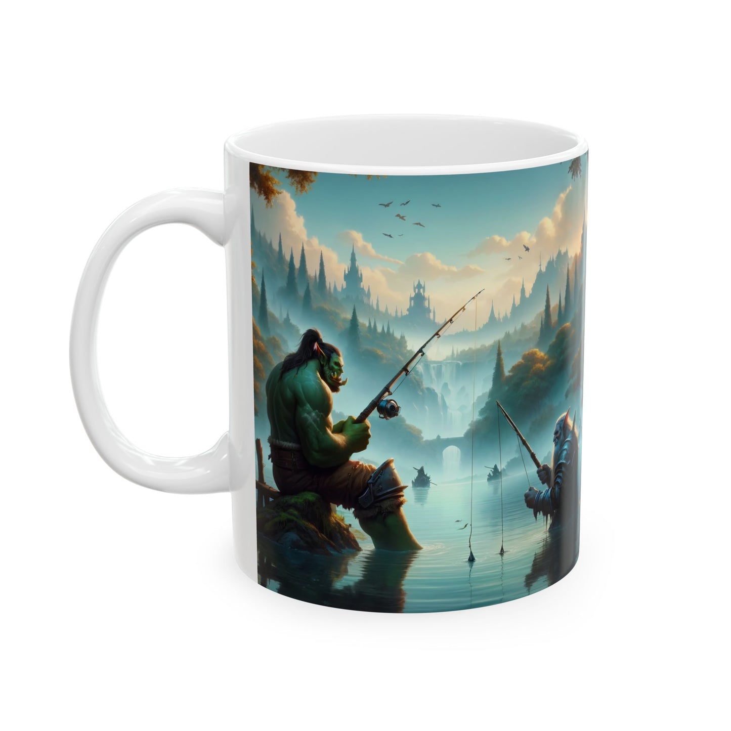 Tazza | Ceramica | Bianca | Fantasy Interrazziale | Amicizia Orc-Nano