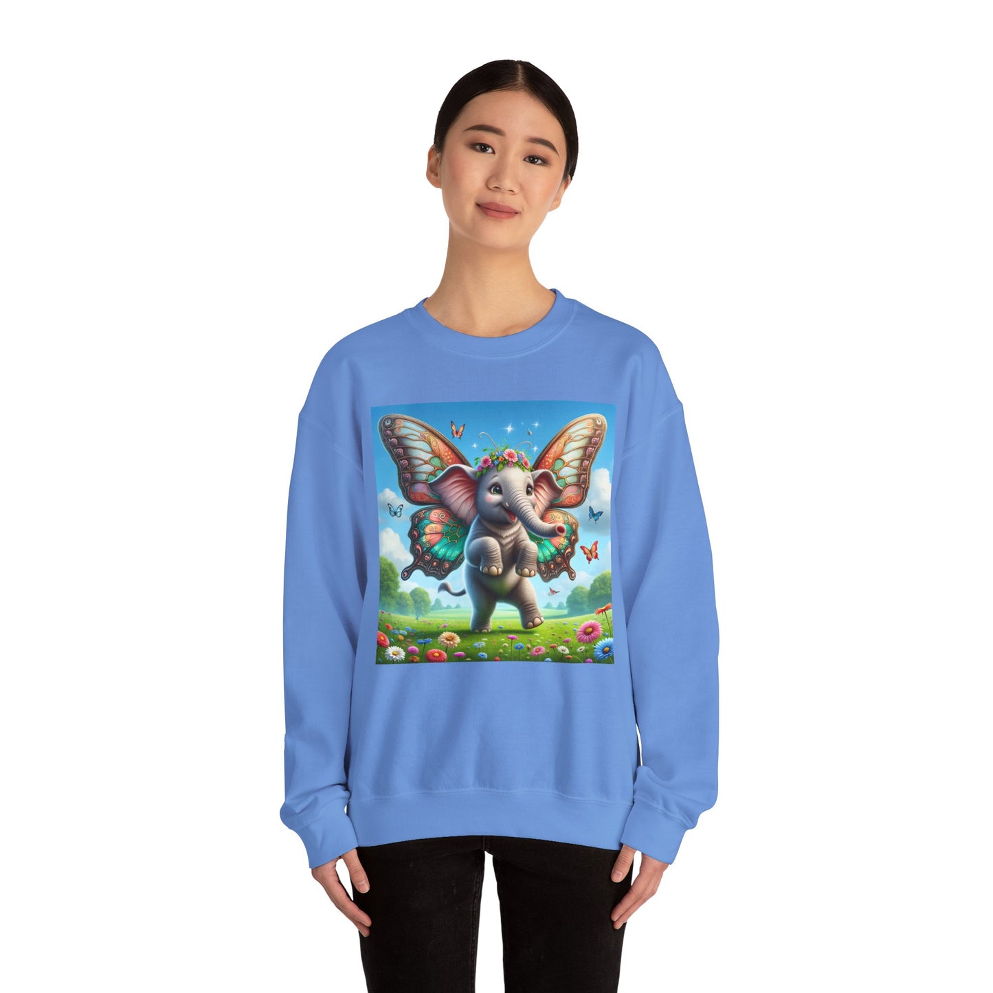 Bluza dresowa | Unisex | Okrągły dekolt | Gruba mieszanka | Baśniowa fauna | Airavata | Słonik
