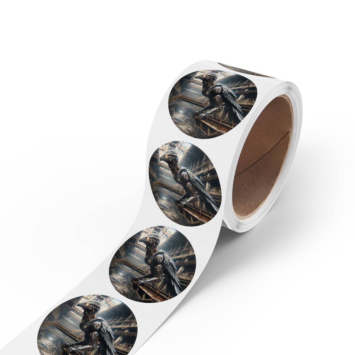 Stickerlabelrol | Rond | Steampunk | Klokwerk Mechanica | Raaf