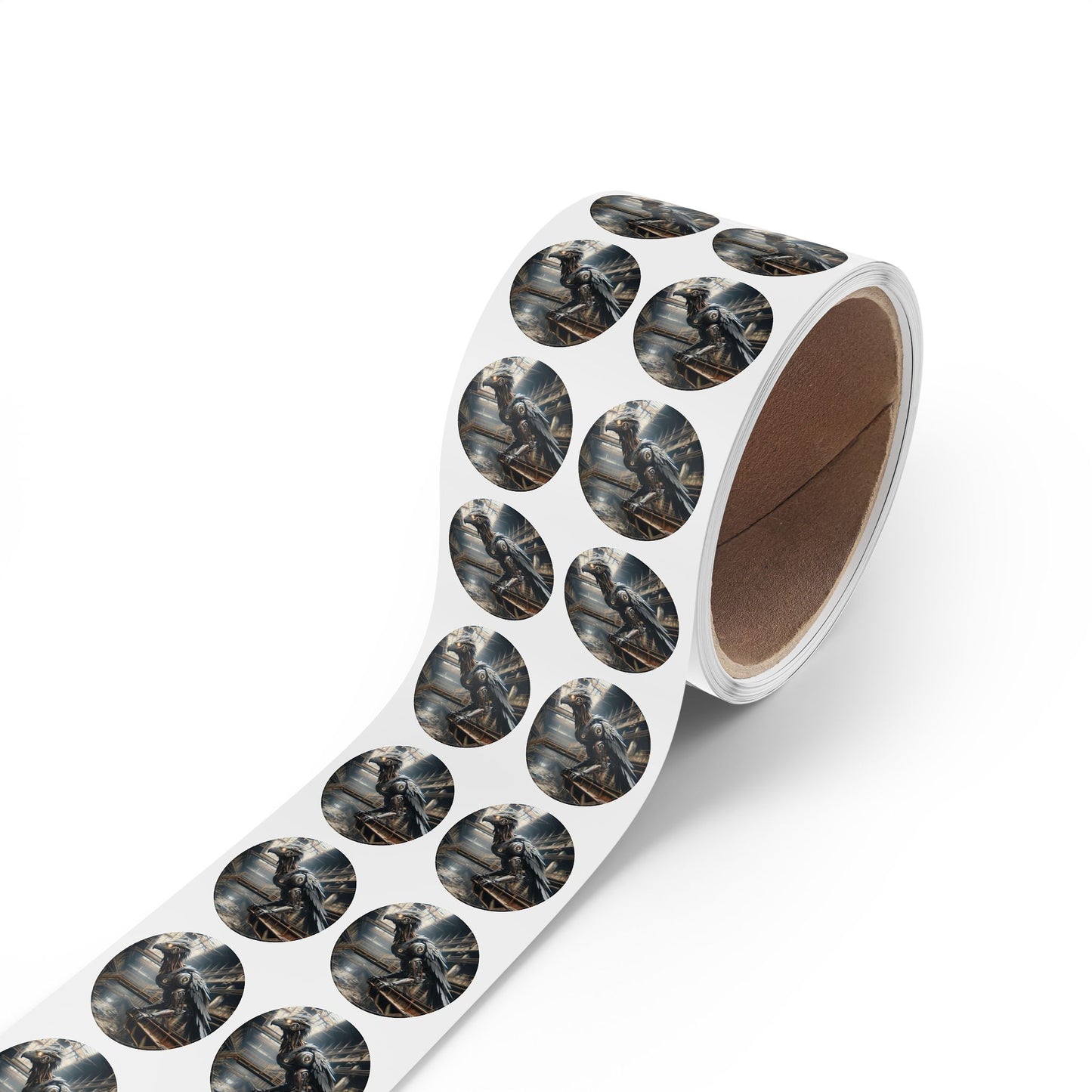 Stickerlabelrol | Rond | Steampunk | Klokwerk Mechanica | Raaf