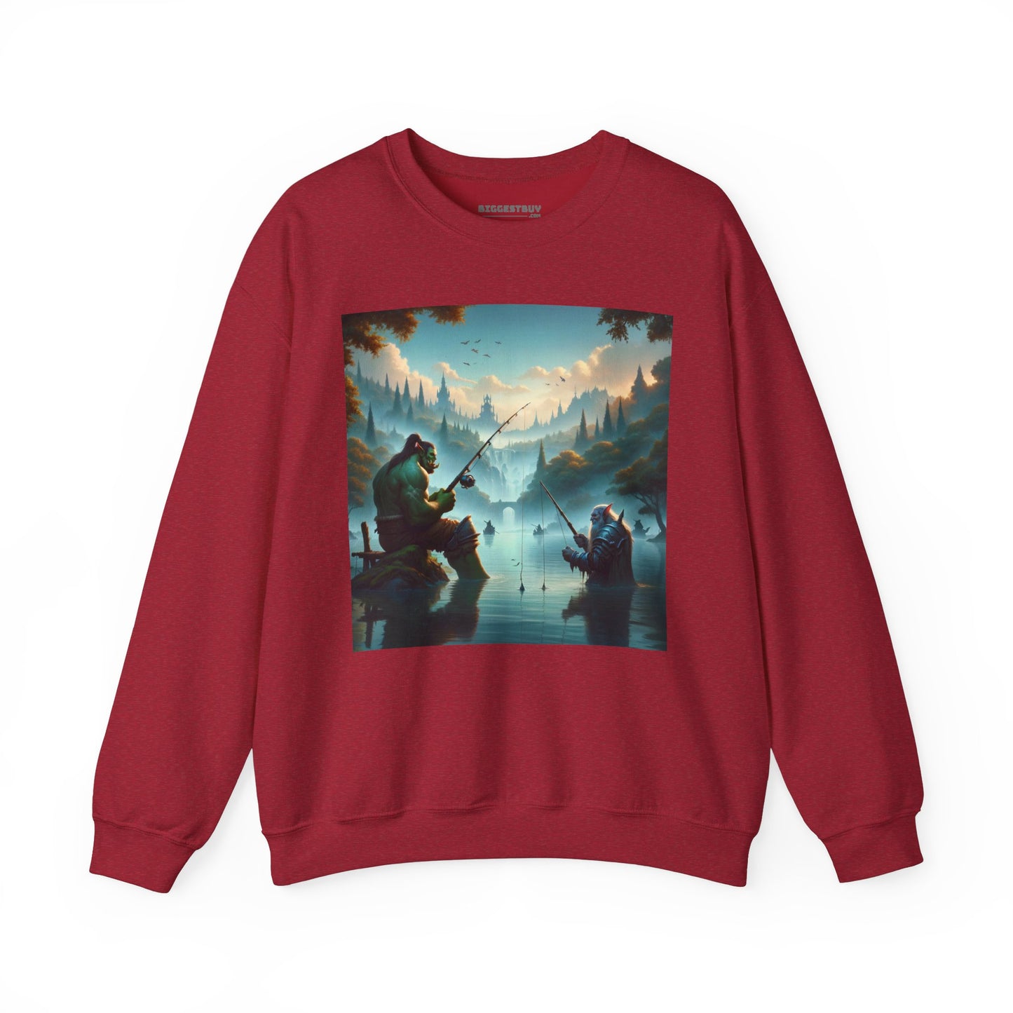 Bluza dresowa | Unisex | Okrągły dekolt | Gruba mieszanka | Fantasy międzyrasowe | Orc i krasnolud