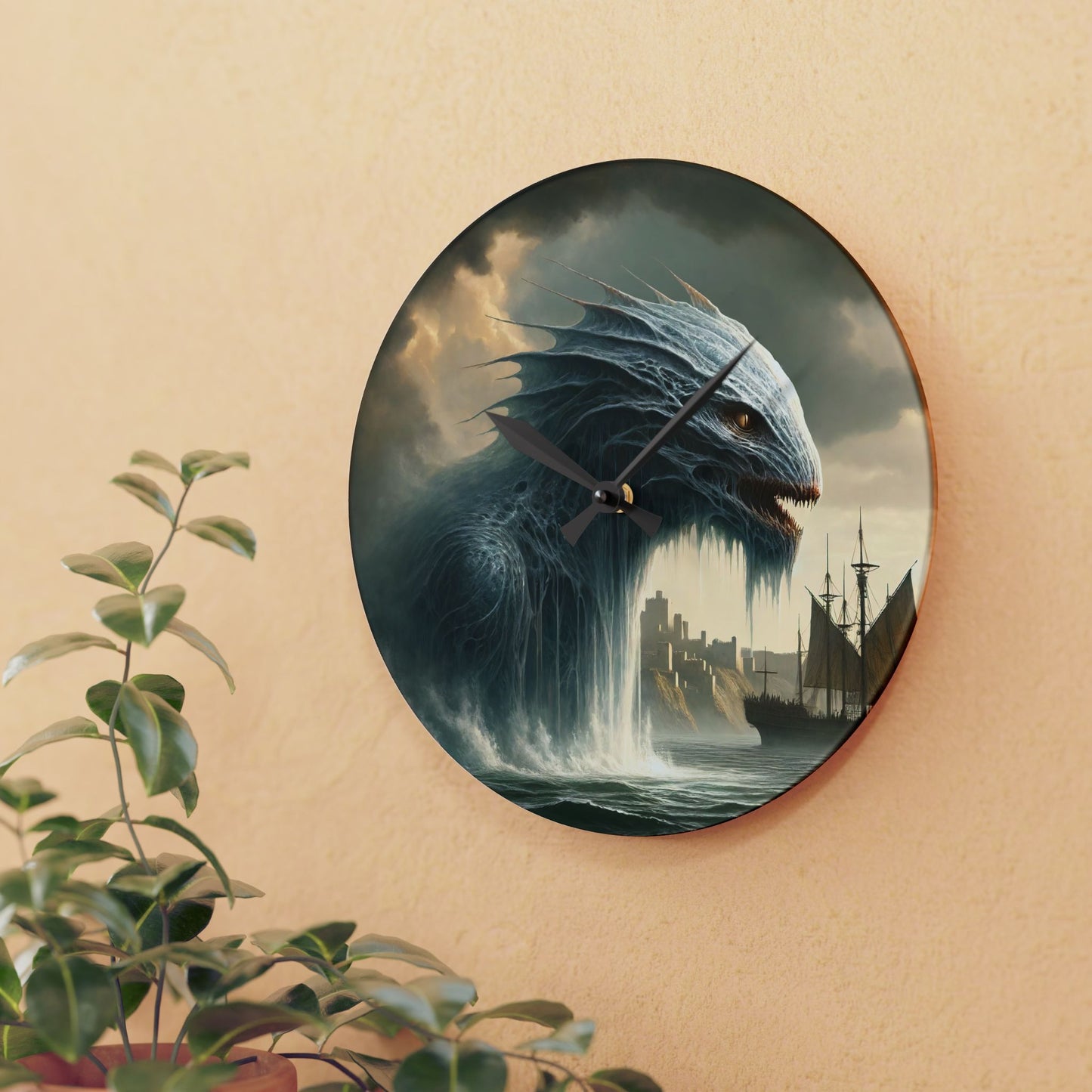 Orologio da parete | Acrilico | Rotondo o quadrato | Mitologia Nordica | Jörmungandr | Serpente Marino