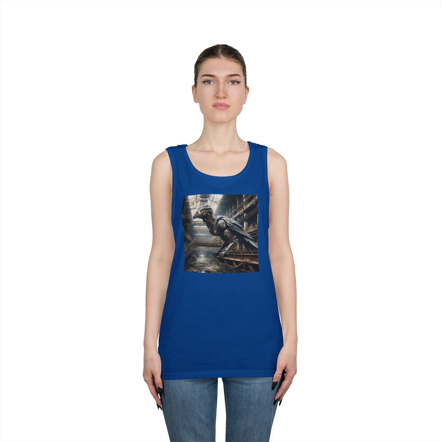 Camiseta de tirantes | Unisex | Algodón grueso | Steampunk Distópico | Cuervo Mecánico