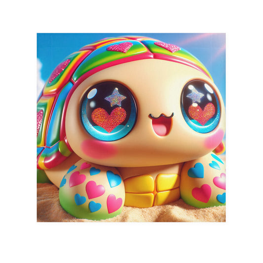 Serviette | Serviette de toilette | Kawaii Fantaisie | Tortue Arc-en-ciel