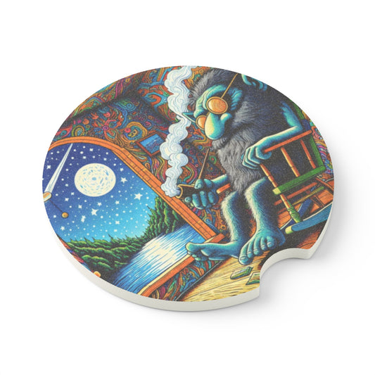 Untersetzer | Auto-Untersetzer | Speckstein | Psychedelische Kunst | Traumreise | Wolf