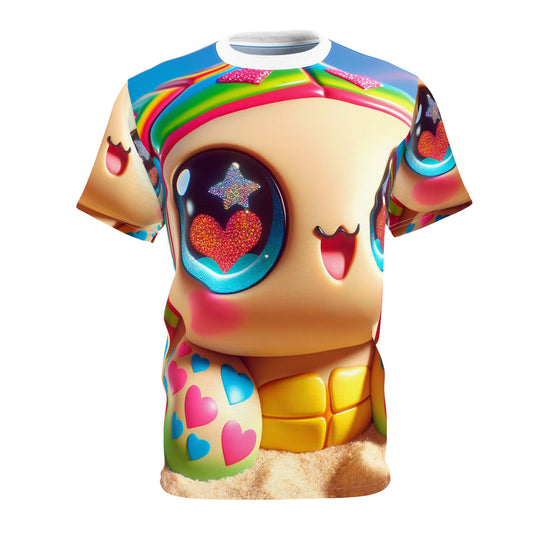 T-shirt | Impression intégrale | T-shirt unisexe | Kawaii Fantaisie | Tortue Arc-en-ciel