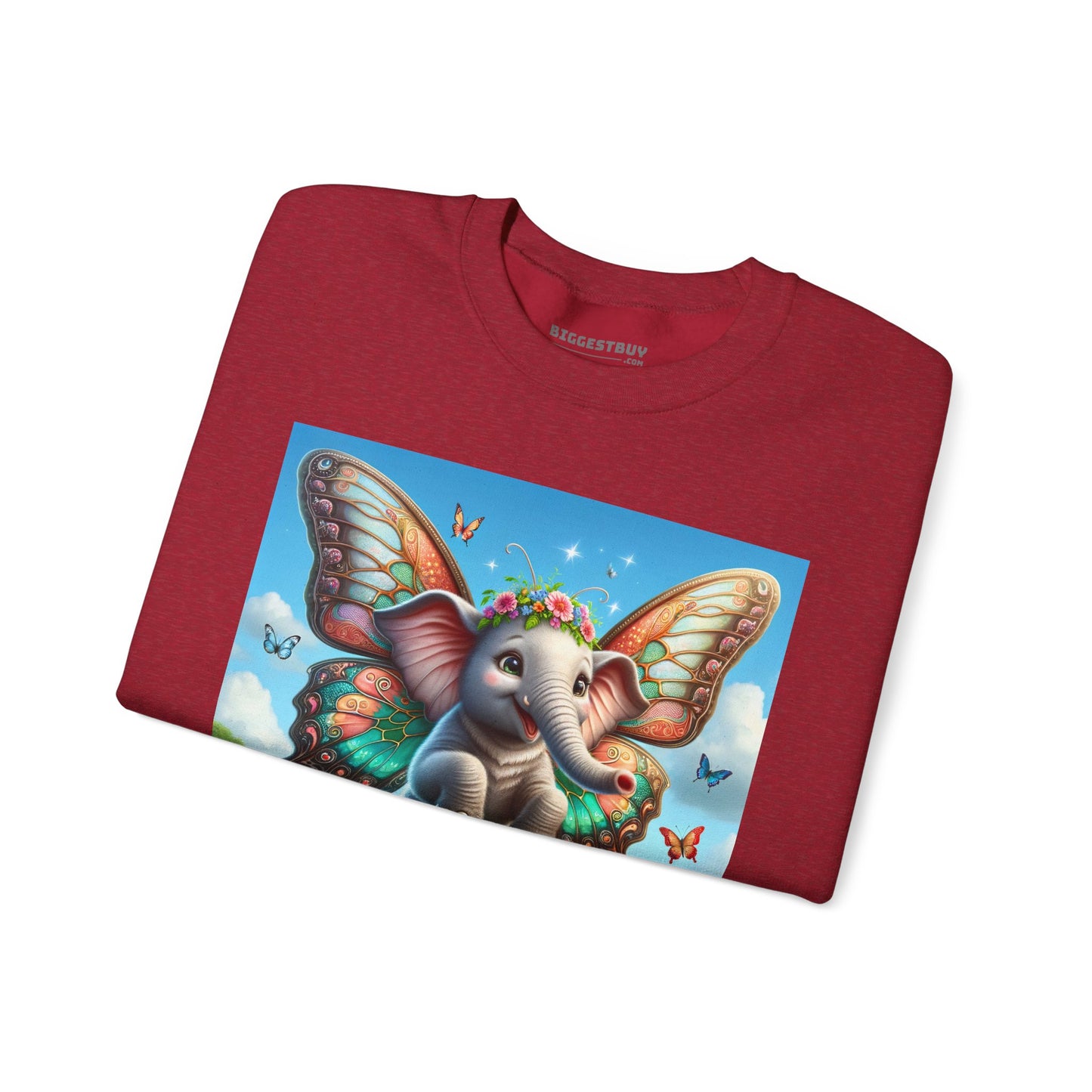 Bluza dresowa | Unisex | Okrągły dekolt | Gruba mieszanka | Baśniowa fauna | Airavata | Słonik