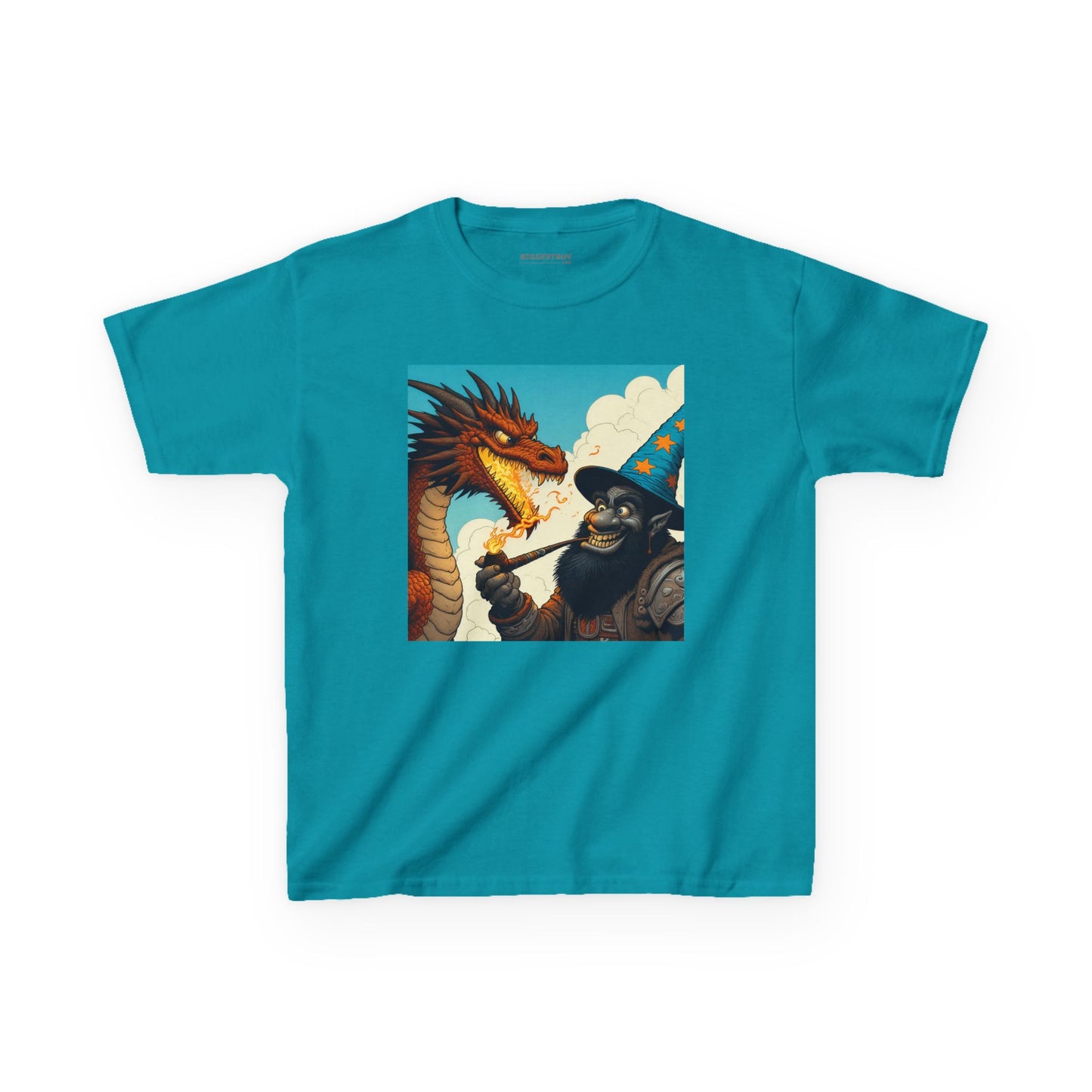 Camiseta | Camiseta Infantil | Algodão Pesado | Fantasia Épica | Duelo de Magia | Dragão